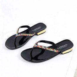 Slipper summer Fashion Beach Shoe Slippers Flip Flops With Rhinestones Women Sandals Casual Shoes D3XB# 40 s b1c5