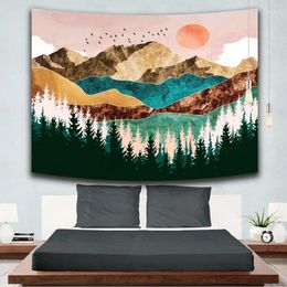 Tapestries Sun Moon Mountains Wall Hanging Tapestry Beach Mat Travel Blanket Yoga Mats Home Carpet