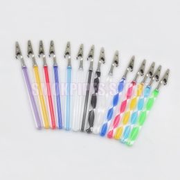 Cool Colorful Smoking Acrylic Metal Dry Herb Tobacco Preroll Rolling Cigarette Holder Cigar Scaldproof Clip Portable Crocodile Fixed Bracket Design Tong DHL