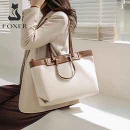 Shoulder Bags FOXER Brand 2024 Original Underarm Bag Office Women's PU Leather Handbag Fit A4 Lady High Capacity Business Laptop