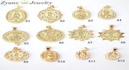 10PCS Gold Colour Micro Pave CZ Virgin Mary JESUS Charms Pendant Findings Jewellery 0927235f5189930