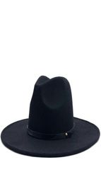 Classical UNISEX WIDE BRIM SPLICE TWO TONE WOOL FEDORA Winter Warm Wide Brim Women Hats Red Black Ladies Church Derby Dress Ha a43737059