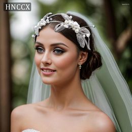Hair Clips HNCCX Wedding Fashion White Faux Pearl Hoop Bridal Rhinestone Headband Shining Bridesmaid Accessories For Party CP648