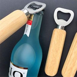 New Style Wood Handle Beer Openers Handheld Bartender Bottle Opener Wedding Party Gift Stainless Steel Beer Bottle Opener DBC BH375998292