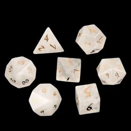 Gemstones Natural White Crystal Loose Gemstones Engrave Dungeons And Dragons GameNumberDice Customized Stone Role Play Game Polyhedron Sto