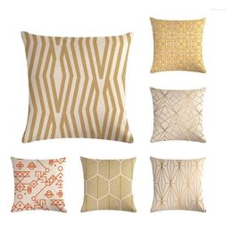 Pillow Nordic Style Geometric Cover Cotton Linen Case Golden Line Home Decorative Pillows For Sofa Car ZY506