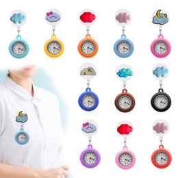 Dog Tag Id Card Cloud Clip Pocket Watches Watch With Second Hand For Nurses Doctors Nurse Badge Accessories Analogue Quartz Hanging Lape Otshc