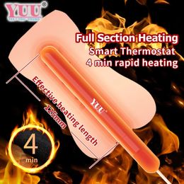 YUU Smart Thermostat USB Heating Rod for Male Masturbator Cup Erotic Sex Toys Men Heated Bar Stick Anal Vagina Warmer 125CM 240515