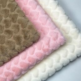 Embossed Heart imitation rabbit fur fabric diy sewing materials autumn and winter Plush fabric for clothing toys home textile 240506