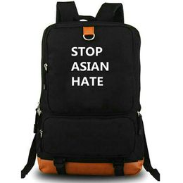 Stop Asian Hate backpack Words Right daypack Letters school bag Print rucksack Leisure schoolbag Laptop day pack