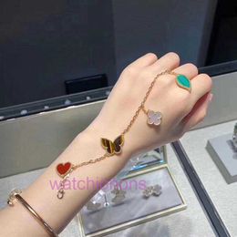 AAA Vancllf High Quality Luxury Bangle V Golden Fan Family Leaf Grass Flower Bracelet Edition Lucky Double sided Butterfly Love
