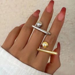 French Style Simple Metal Rings For Women Men Unisex Geometric Gold Silver Color Knuckle Joint Ring Jewelry