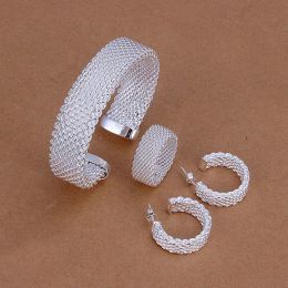 Sets High grade 925 sterling silver Copper mesh suit jewelry set DFMSS275 brand new Factory direct sale 925 silver bracelet earring rin