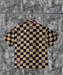 xinxinbuy Men designer Tee t shirt 2024 Italy Chessboard grid Letter jacquard denim fabric 1854 sets short sleeve cotton women black blue Khaki XS-L