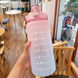 Water Bottles High Appearance Level Sports Straw Cup Children Gym Summer Plastic Super Large Capacity 2000ml Kettle