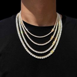 Tennis Mens Tennis Chain Necklace Womens Ice Sparkling Necklace Prong Setting 5A Cubic Zirconia Fashion Jewellery d240514
