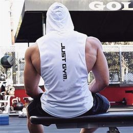 Fashion Cotton Sleeveless Shirts Gym Hoodies Tank Top Men Fitness Shirt Bodybuilding Singlet Workout Vest 240515