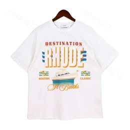 Rhude Mens T Shirt Designer T Shirt Rhude T Shirt Europe America Rhude Shirt Designer Brand Clothing Round Neck High Quality Short Sleeve US Size S-Xxl 222