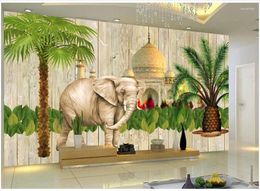 Wallpapers Custom Po For Walls 3 D European Style Elephant Tree Southeast Asia Background Wall Papers Living Room Decor