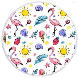 Towel Summer Large Round Beach Flamingo For Adults Couples Microfiber Toalla Tassel Bath Yoga Mat Tapestry