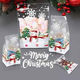 Gift Wrap 50/100 Pcs Christmas Candy Bags Santa Reindeer Cookies Self-Adhesive Plastic Packaging Party