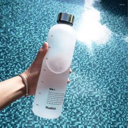 Water Bottles 1pc Frosted Cup Large Capacity Straight Body Fitness Sports Drink 1000ml Plastic Space