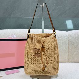 Straw Tote Bag Designer Beach Bag Summer Weave Handbag Underarm Shoulder Bag Hollow Out Purse Weekend Travel Pouch Leather Drawstring Mini Totes Purse