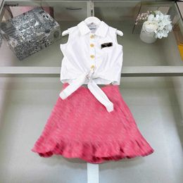 Top Princess dress baby tracksuits Size 110-160 CM kids designer clothes girls Sleeveless shirt and Logo printed skirt 24Mar