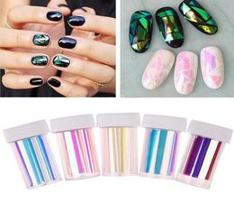 Whole5PcLot 2016 Fashion Punk Transfer Foil Sticker Broken Glass Nail Art DIY Nail Beauty Decoration Stencil Decal NA10799702750