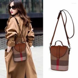 Bag Mini Lattice Canvas Crossbody Ladies Leather Zipper Mobile Phone Fashion Handbag Women Casual Small Shoulder