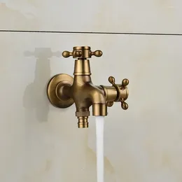 Bathroom Sink Faucets High Quality Total Brass Brushed Double Using Washing Machine Faucet Corner Tap Garden Outdoor Mixer