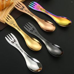 Spoons WORTHBUY Double-headed Spoon Fork Integrated Tableware 304 Stainless Steel Dual-purpose Soup Dessert Kitchen Flatware