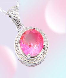 10pcs luckyshine 4 Colour optional gradient multicolor tourmaline gems silver pendants necklaces for women 9660780