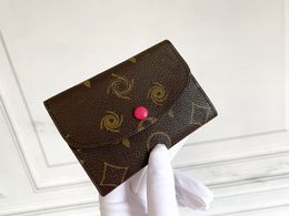 P76 Luxury Designers Soft Leather Mens Womens Iconic textured Fashion Women Short Wallet Woman Purse Original Box Card Holder Ladies Handbag Checked Flower