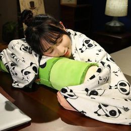 Blankets Travel Blanket Aeroplane 2 In 1 Cartoon Panda U Shaped Pillow Neck Long Cylindrical