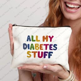 1Pc All My Diabetes Stuff Travel Cosmetic Bag Funny Diabetic Supplies Bag Gifts for Diabetic Emergency Patient Grandma Grandpa M 240515