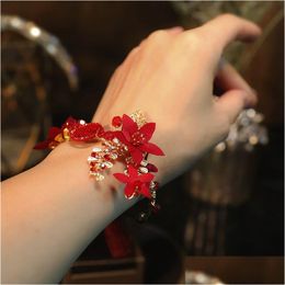 Bracelets Wrist Flower Bridesmaid Sister Hand Bride Sen Department Small Fresh Bracelet Toast Dress Jewelry Drop Delivery Otx3K