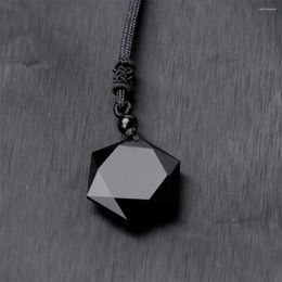 Pendant Necklaces 1Pc Fashion Obsidian Necklace Hexagram Shape Blessing Amulet Lucky For Women Men Jewelry Chain Ornaments