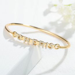 Custom Name Bangle For Women Personalised Zircon Name Bangles Crystal Name Bracelet Women CZ Stones DIY Bracelets Jewellery Gifts 240507