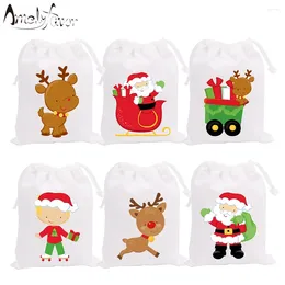 Gift Wrap Christmas Theme Party Favor Bags Series 4 Santa Claus Reindeer Boy Candy Container Supplies