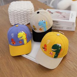 Caps Hats Spring Summer Cartoon Children Baseball Cap Dinosaur Corduroy Girls Boys Sun Hat Outdoor Adjustable Kids Visor Hats Y240517