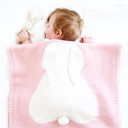 Blankets Cartoon Ear Knitted Blanket Children Born Infant Sleeping Swaddle Wrap Sleepsack Bedding Sofa Beach Mat