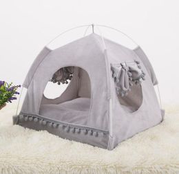 Soft Nest Kennel Bed Cave House Sleeping Bag Mat Pad Tent Pets Winter Warm Cozy Beds SXL 2 Colors Pet Bed For Cats Dogs4466070