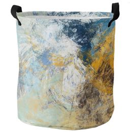 Laundry Bags Yellow White Watercolour Vintage Dirty Basket Foldable Waterproof Home Organiser Clothing Kids Toy Storage