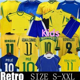 1998 Retro Brasil Pele Soccer Jerseys Men Kids 2002 Romario Ronaldo Ronaldinho 2004 1994 Brasils 2006 Rivaldo Adriano Kaka 1988 2000 2010 2024 Vini Jr Shirts