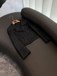 Quality Black Luxury Fine Workmanship Jacquard Beading Lady Office Wear Long Sleeve Women Spring Stylish Short Blazer240514