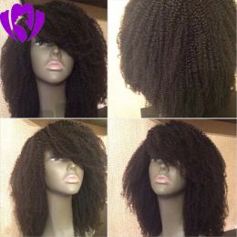 Wigs New style afro kinky curly hair lace front wig synthetic black white 7 colors Heat Resistant Halloween short wigs with bangs
