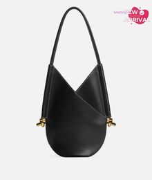 Designer Womens Bag Small Solstice BotegaVeneta Small calf leather shoulder bag with signature knot details Black