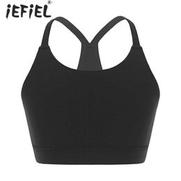 Vest Children and Girls Cotton Round Neck Strap Open Back Gym Yoga Exercise Crop Top Youth Dance Performance Tank Top ClothingL2405