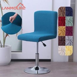 Chair Covers LANMO Jacquard Club Swivel Cover Small Size Short Back For Dining Room Kitchen Stretch Stool Seat Slipcover